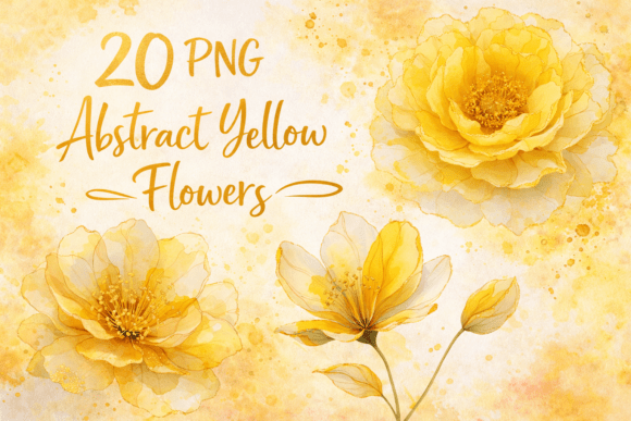 Abstract Yellow Flowers Watercolor: A Design Asset for Every Project