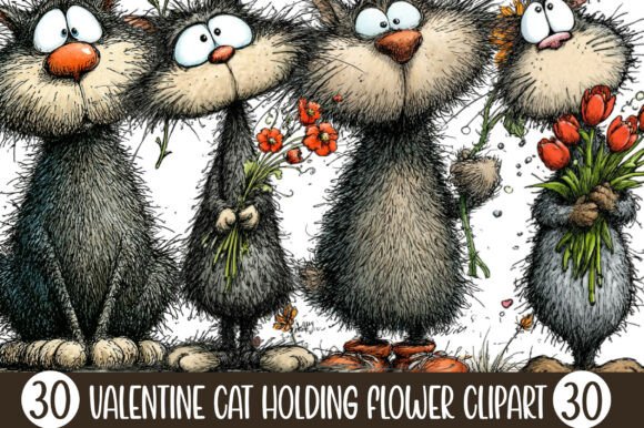 Adorable Valentine Cat Clipart for Your Creative Projects