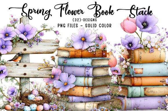 Blooming Creativity: Spring Flower Book Stack Sublimation