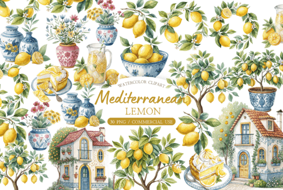 Bring Mediterranean Charm to Your Designs with Amalfi Lemon Clipart