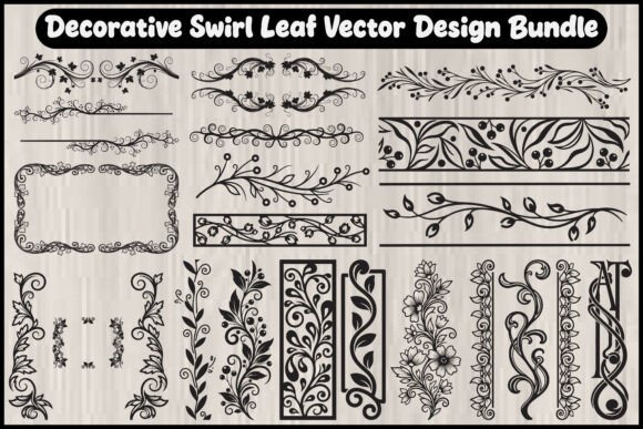Decorative Swirl Leaf Vector Design Bund: A Designer's Toolkit for Elegance