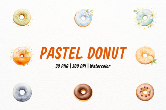 Delicious Pastel Donut Clipart: A Sweet Design Asset