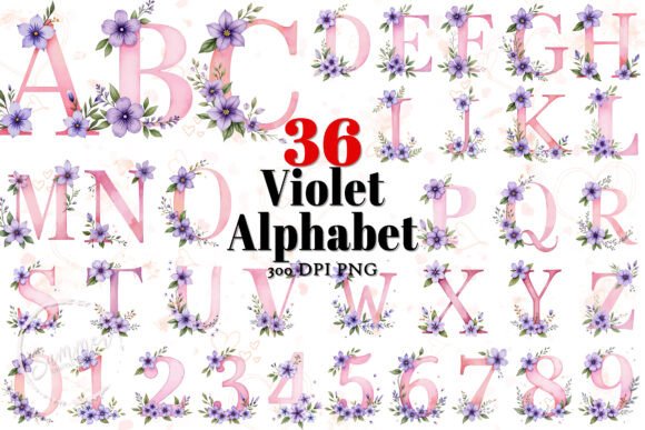 Designing with Violets: A February Birth Flower Alphabet
