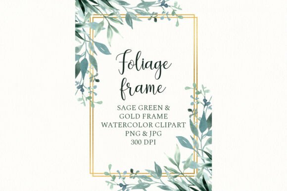 Elegant Greenery and Gold: Watercolor Frames for Modern Designs
