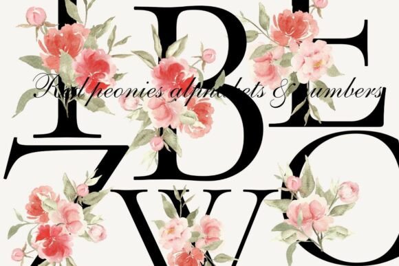 Elevate Your Brand with Red Watercolor Floral Alphabets