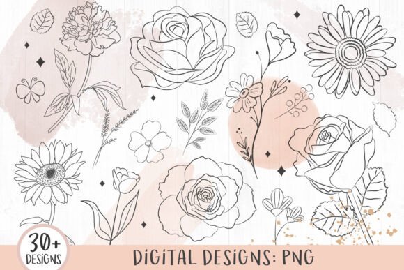 Flower Line Art & Floral Clipart for Modern Design