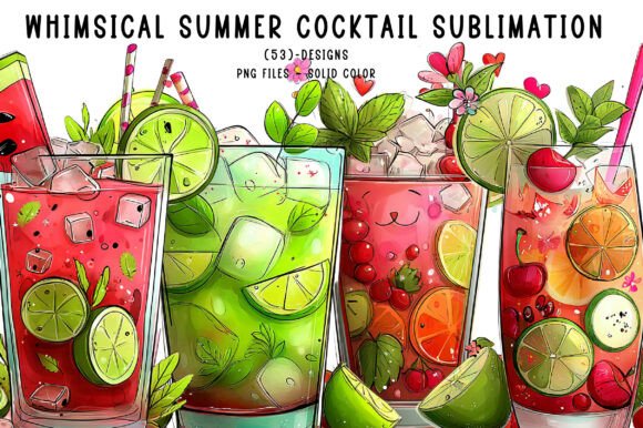 Sip Into Summer: Whimsical Cocktail Clipart for Every Project