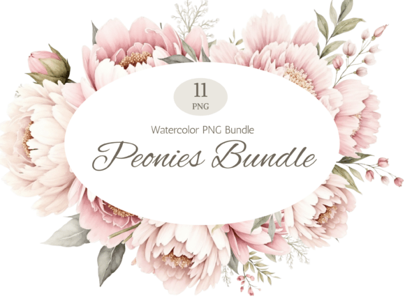 Soft Blush Peonies: A Dreamy Watercolor Clipart Bundle for Creatives