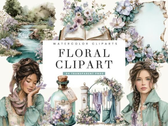 Soft Watercolor Florals: The Charm of Cottage Core Clipart