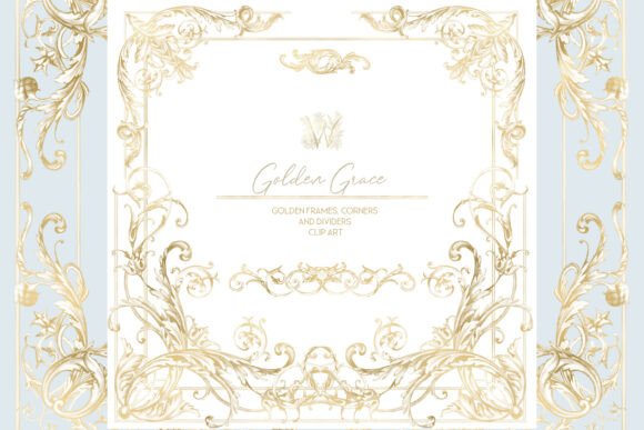 Timeless Elegance: Gold Ornate Victorian Frame Clipart