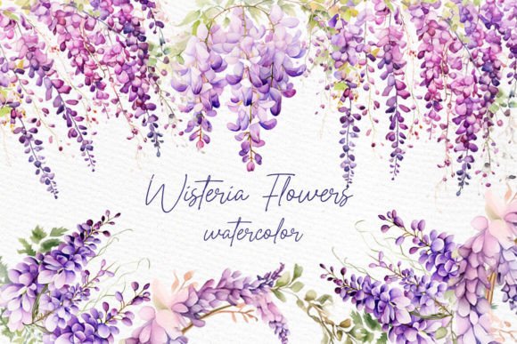 Watercolor Wisteria Clipart: Soft, Elegant Florals for Every Design