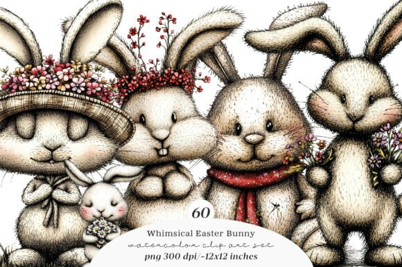 Whimsical Easter Bunny Clipart: A Designer's Spring Asset