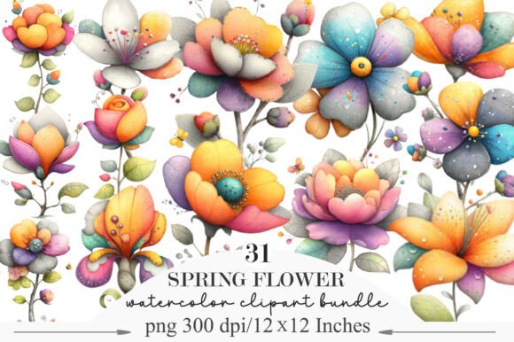 Whimsical Spring Flower Clipart for Fresh Designs